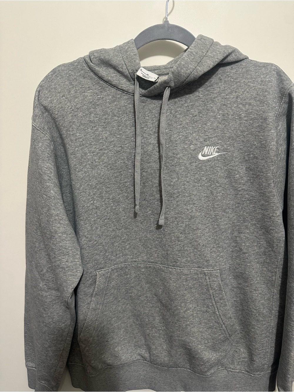 Nike Gray Pullover Hoodie with White Swoosh